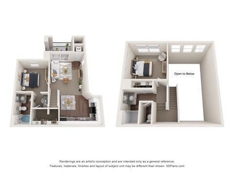 Floor plan for 2 beds, 2 baths, 992 sqft
